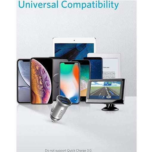 Anker PowerDrive 2 Alloy Metal Mini 24W 4.8A Car Charger – Silver Anker PowerDrive 2 Alloy Metal Mini 24W 4.8A Car Charger – Silver