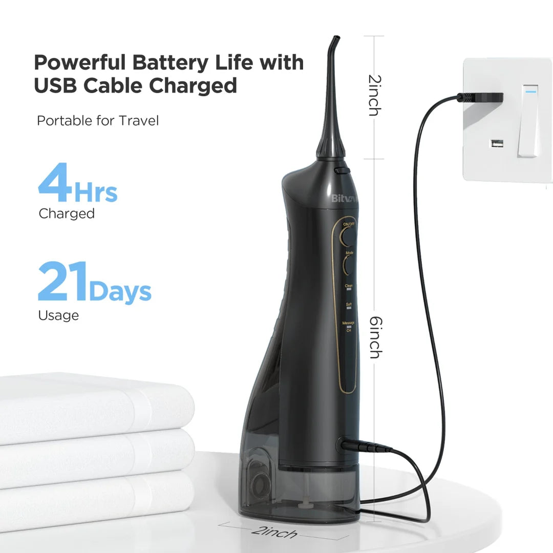 Bitvae Water Flosser F5020E Cordless Oral Irrigator Black 300ml