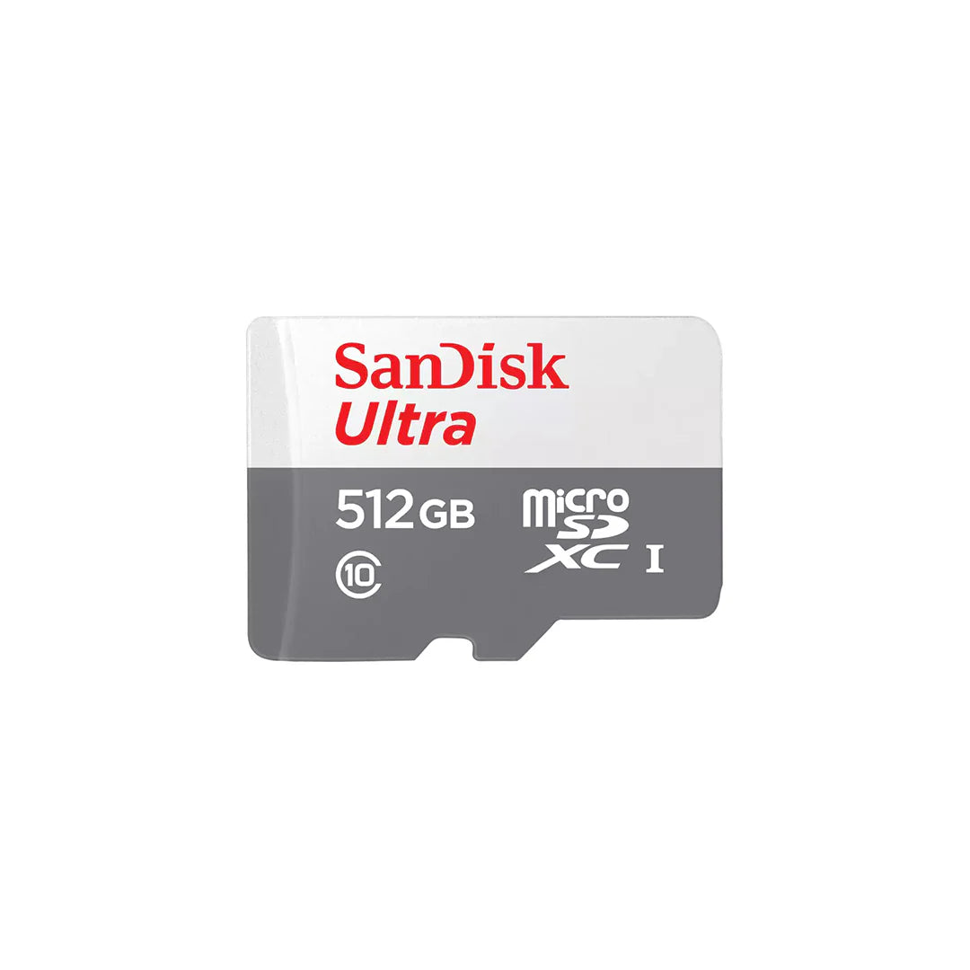 SanDisk Ultra 512GB microSDHC Class 10 UHS-I memory card for smartphones, cameras, and tablets in Qatar.