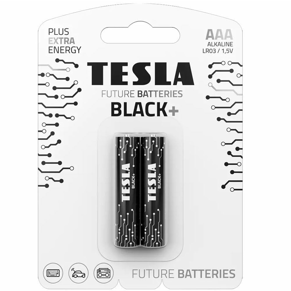 Tesla AAA Black+ LR3 1.5V Alkaline Battery 2pcs – Buy 2 Packs Get 1 Free offer, available for online purchase and delivery in Doha, Qatar.
