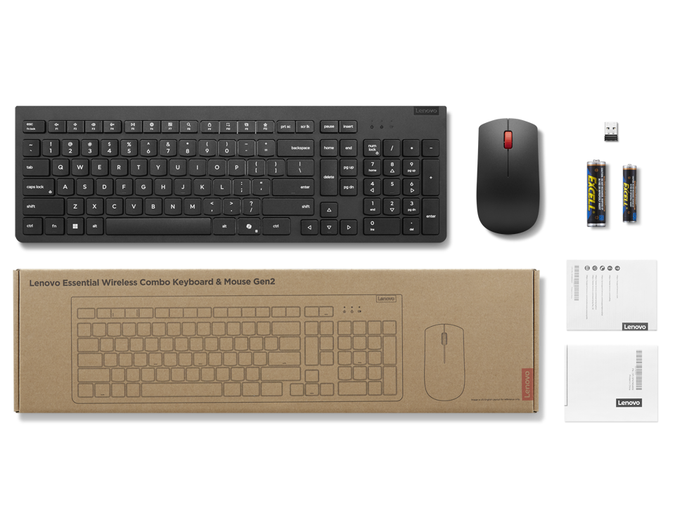Lenovo Essential Wireless Combo Keyboard & Mouse Gen2 Black-Arabic(جديد)