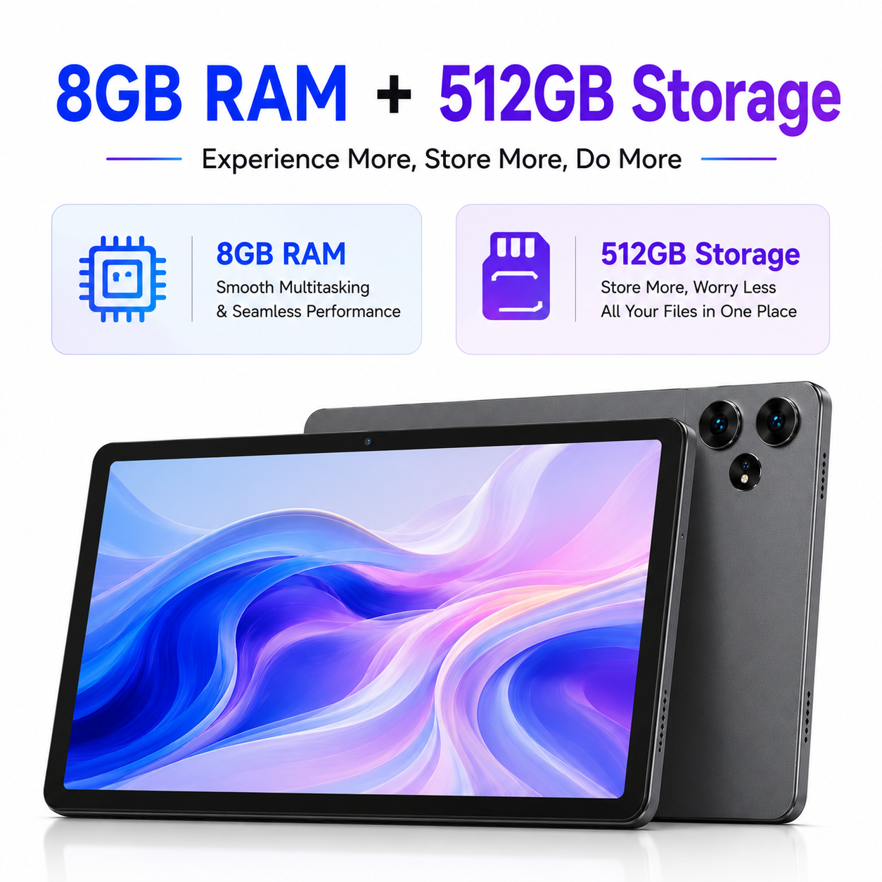Modio M134 8-inch Android Tablet 8GB RAM 512GB - Black