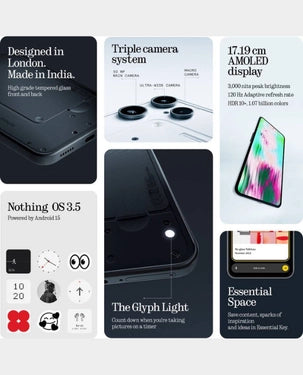 هاتف Nothing (3a) Lite 5G بذاكرة وصول عشوائي 8 جيجابايت ومساحة تخزين 256 جيجابايت - أبيض