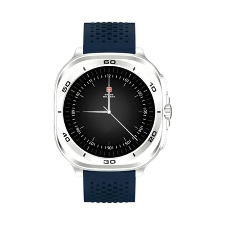 Swiss Military DOM7 Smartwatch Silver Frame With Blue Silicone Strap Swiss Military DOM7 Smartwatch Silver Frame With Blue Silicone Strap