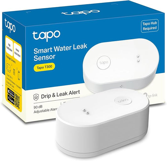 TP-Link Tapo Smart Water Leak Detector, Requires Tapo Hub, Water Leak Sensor Wi-Fi with Rapid Dripping Detection, 90dB Adjustable Alarm, App Alerts, Compatible with Alexa and Google Home Tapo T300