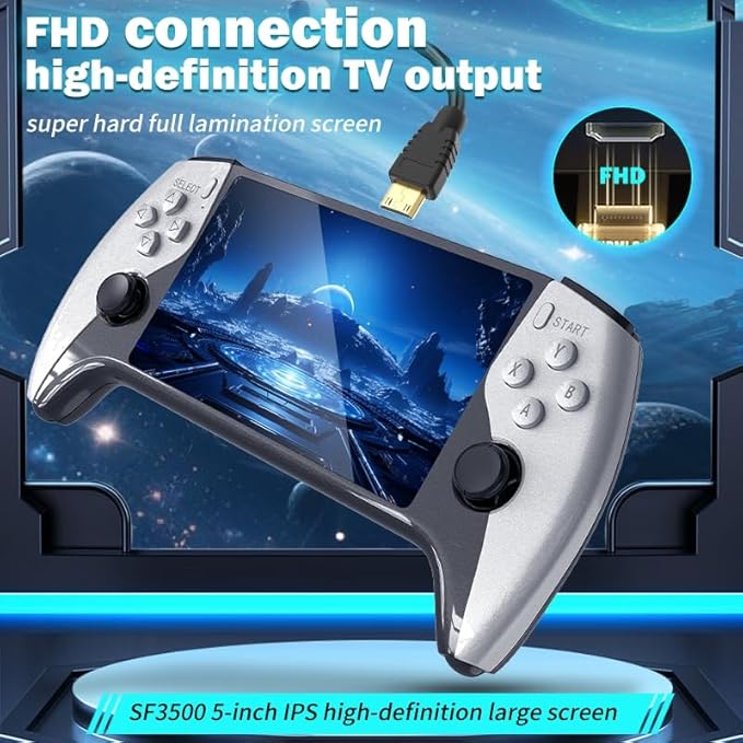 Game Player SF3500 Plus Handheld Game Console with 2 Controllers - White