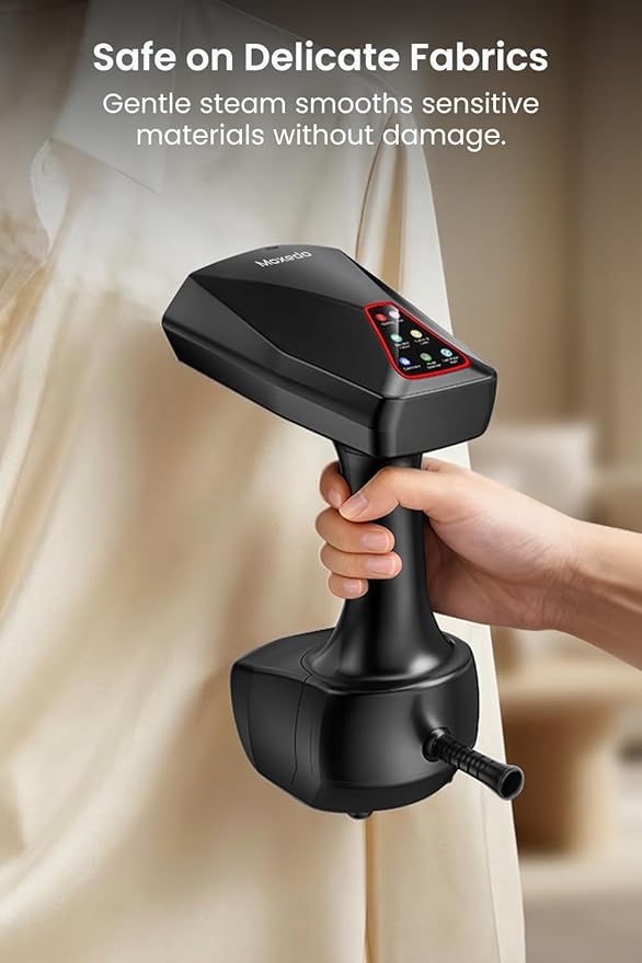 Moxedo Turbo Stream Handheld Garment Steamer 1600W 340ml 6 Fabric Modes Smart Mode Panel - Black