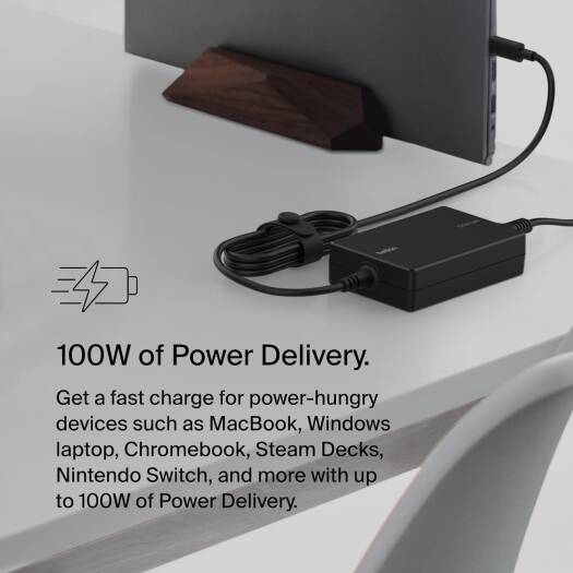 Belkin Connect USB-C Core GaN Laptop Power Adapter 100W - Black Belkin Connect USB-C Core GaN Laptop Power Adapter 100W - Black