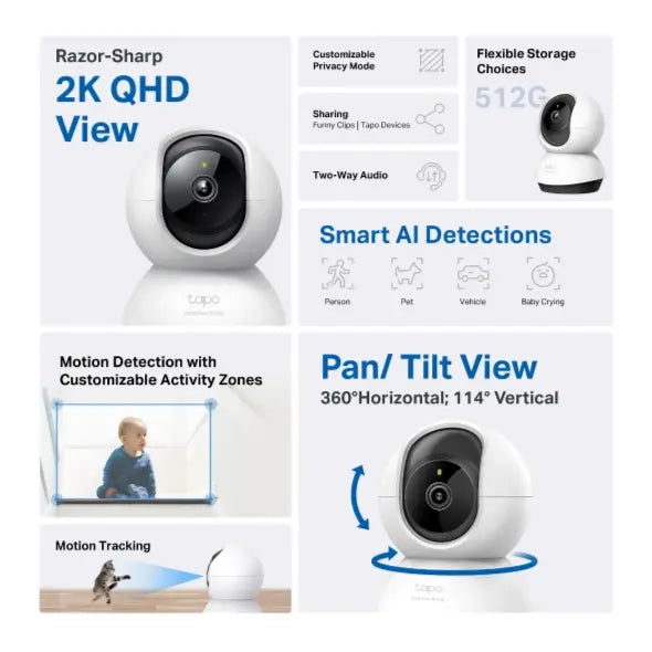 Tapo C220 Pan/Tilt AI Home Security Wi-Fi CCTV Camera