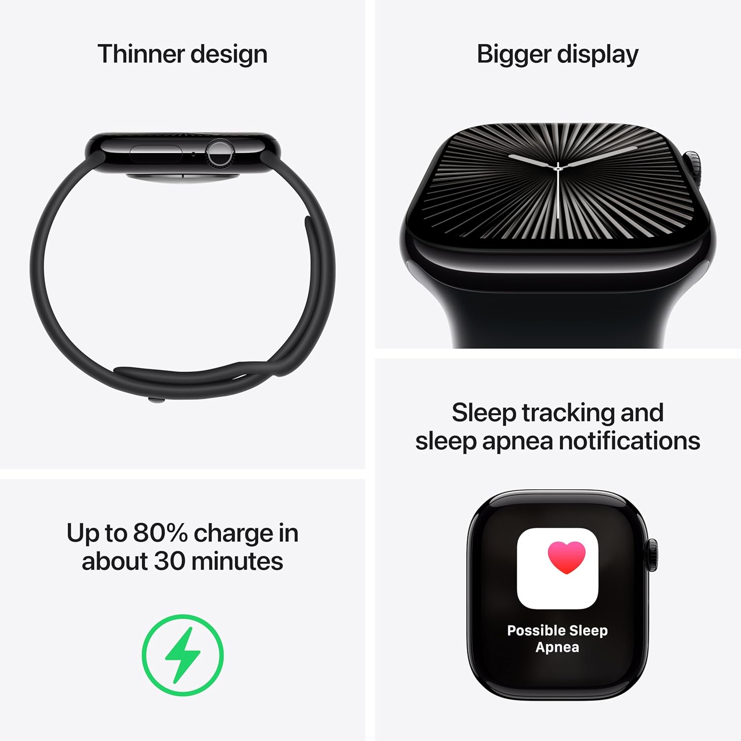 Apple Watch Series 10 [GPS 42mm case] Smartwatch with Jet Black Aluminium Case with Black