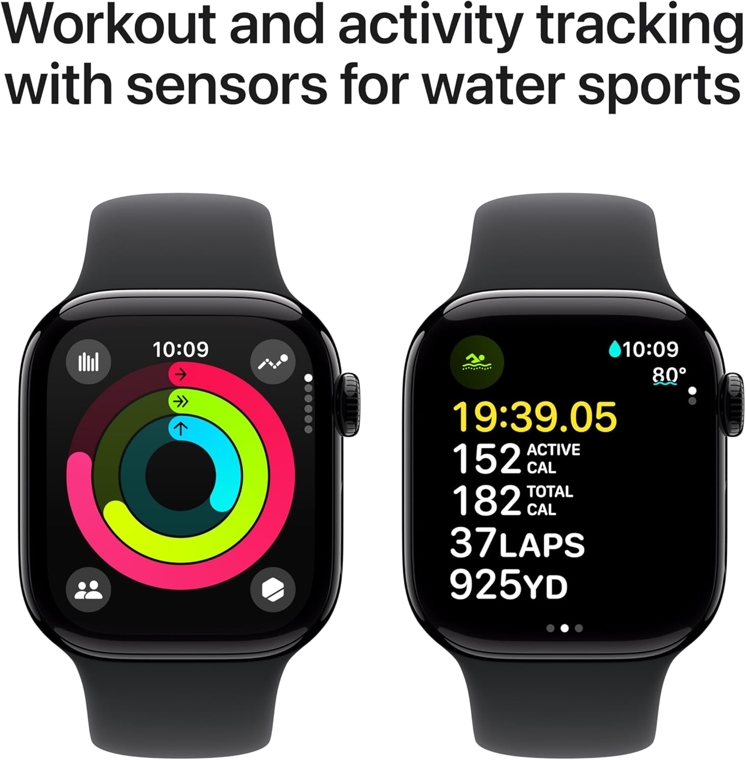 Apple Watch Series 10 [GPS 42mm case] Smartwatch with Jet Black Aluminium Case with Black