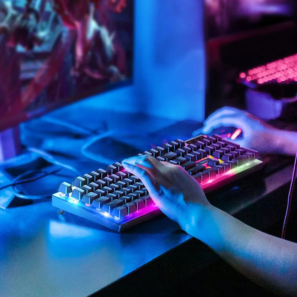 HOCO GM18 Luminous RGB Backlit Wired Gaming Keyboard and Mouse Set Black