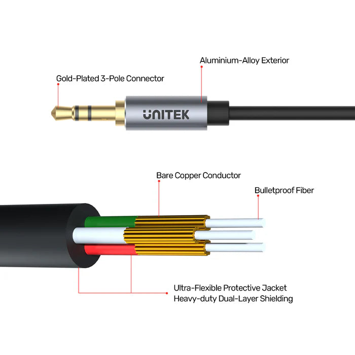 UNITEK Headphone Extension Cable (3.5mm Plug to 3.5mm Jack) Stereo Audio Cable UNITEK Headphone Extension Cable (3.5mm Plug to 3.5mm Jack) Stereo Audio Cable