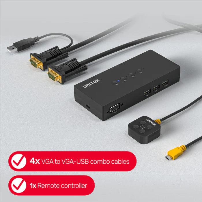 UNITEK VGA KVM Switch 4 In 1 Out UNITEK VGA KVM Switch 4 In 1 Out