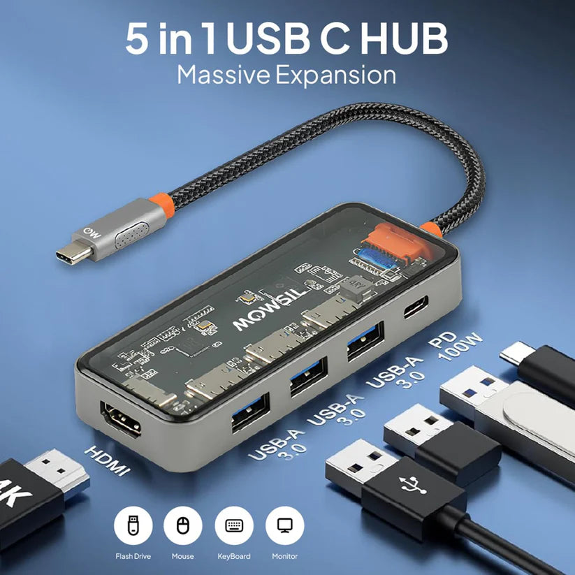 Mowsil 5-in-1 USB-C Hub Adapter