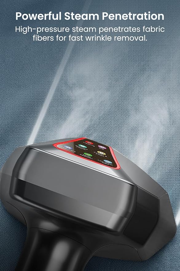 Moxedo Turbo Stream Handheld Garment Steamer 1600W 340ml 6 Fabric Modes Smart Mode Panel - Black