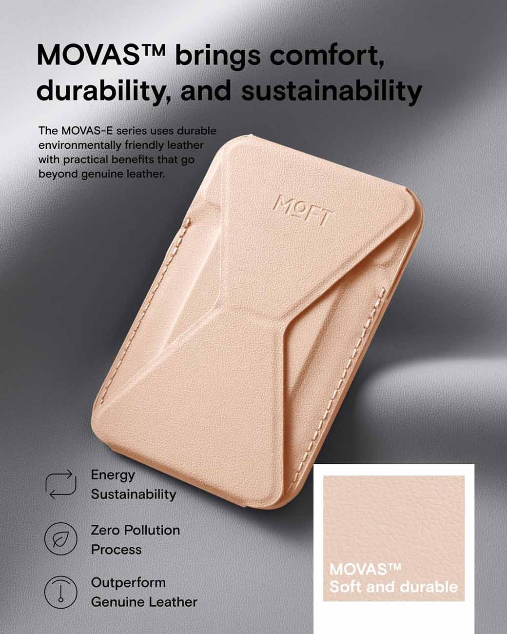 MOFT Phone Magnetic Stand / Built-in Wallet / Supports MagSafe / Peach Pink