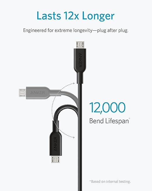 Anker Powerline II Charging Cable with Enhanced Durability USB A To 3 In 1 Sync & MiFi Certified Fast Charge For All USB A, USB C, And Micro USB Devices 3ft Black, A8436H11