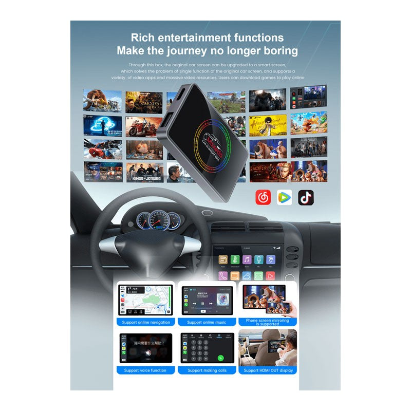 Moxedo Plug And Play CarPlay AI Smart Box 4K HDMI Wireless CarPlay & Android Auto Adapter iOS & Android (MX-CSB001) - Black