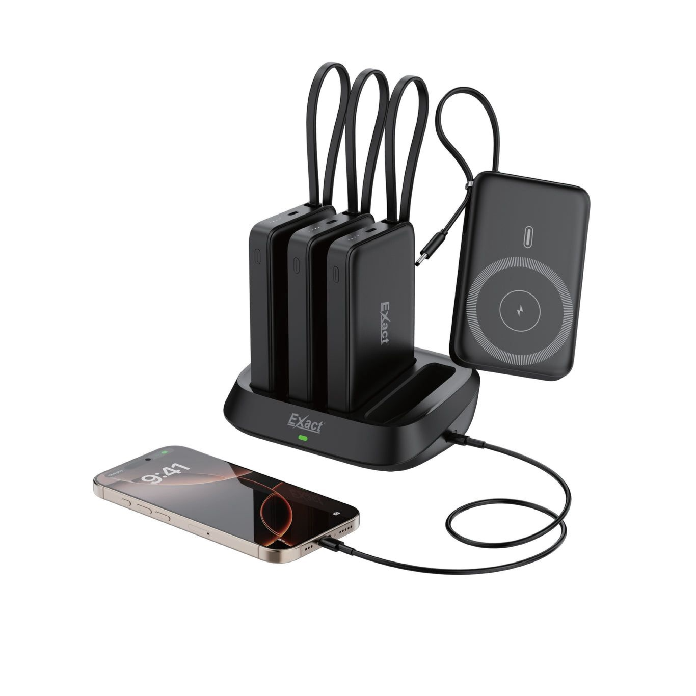 Exact Spark X4 4-in-1 Multiple Power Bank Docking Station - Black
