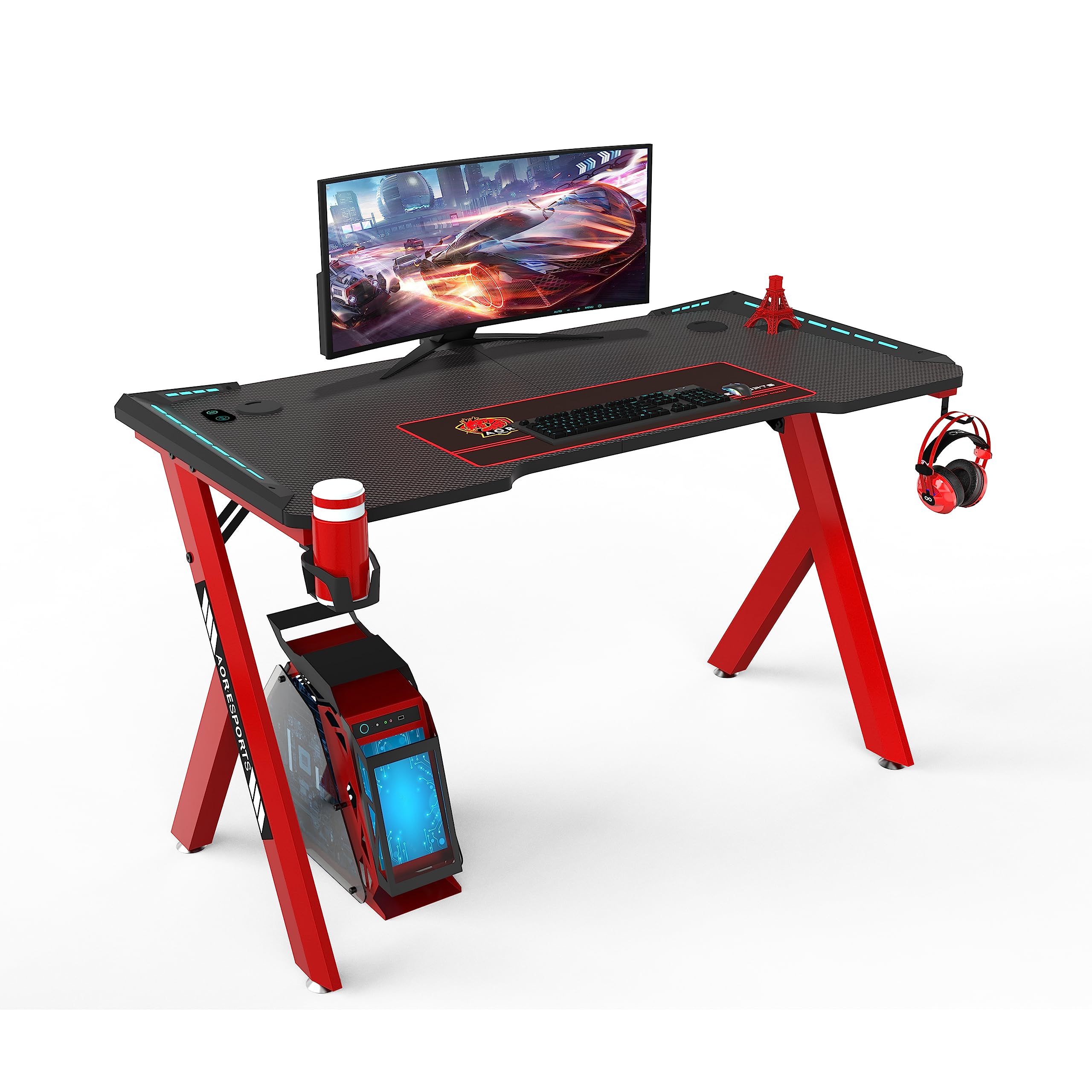 Weishi Sports Gaming Table 1200CM / Black and Red with Cup holder and headphone holder