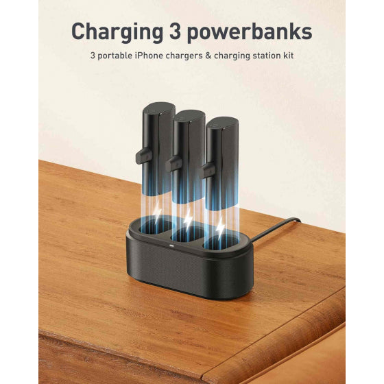 Moxedo Power Bank Station / With 3 Batteries / Each Battery 5000 mAh / iPhone Input