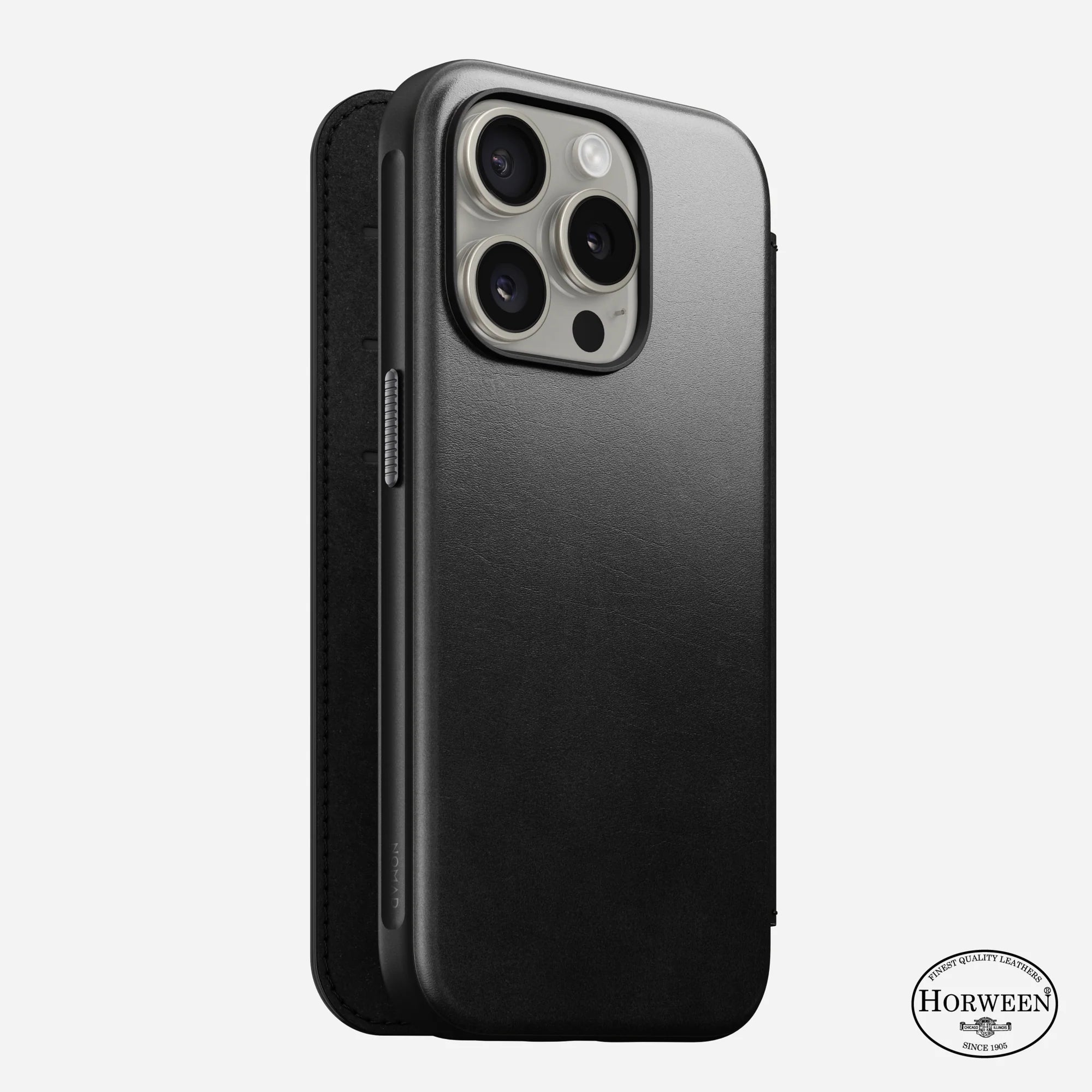 Nomad Modern Leather Folio for iPhone 15 Pro - Black Nomad Modern Leather Folio for iPhone 15 Pro - Black