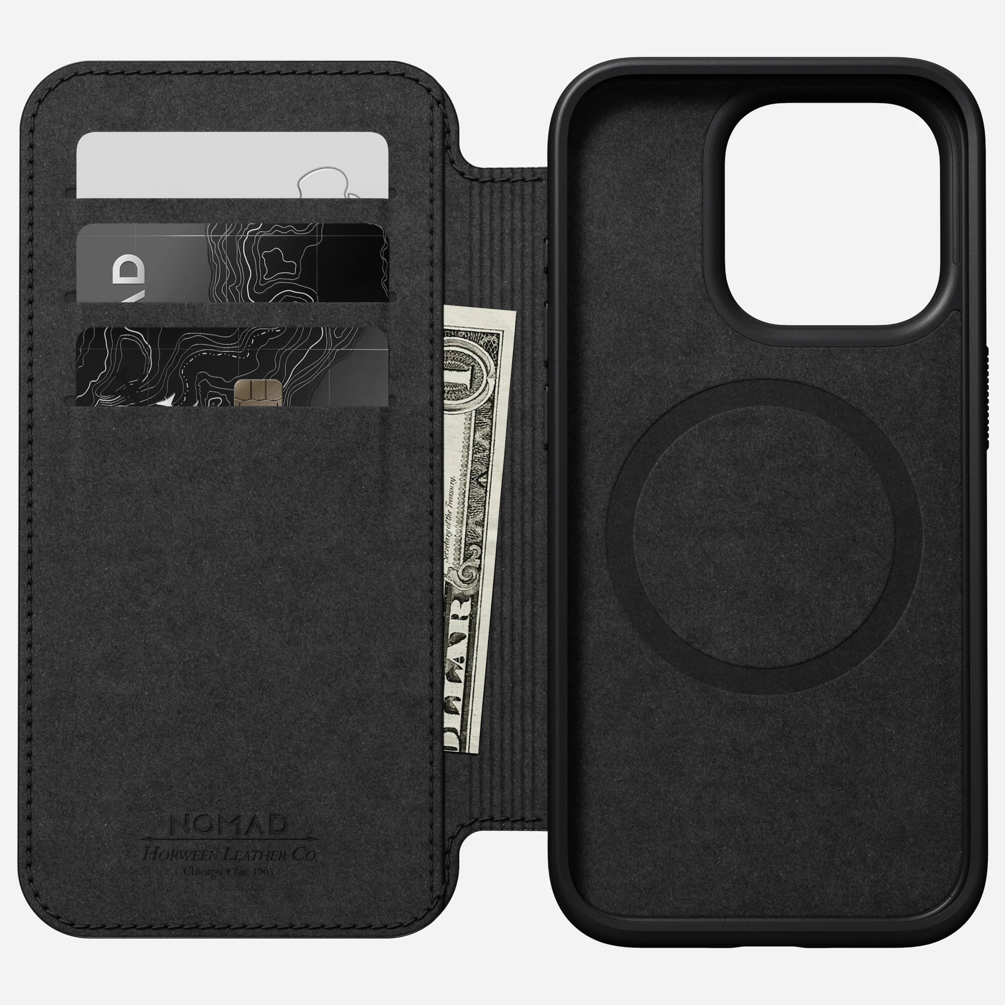 Nomad Modern Leather Folio for iPhone 15 Pro - Black