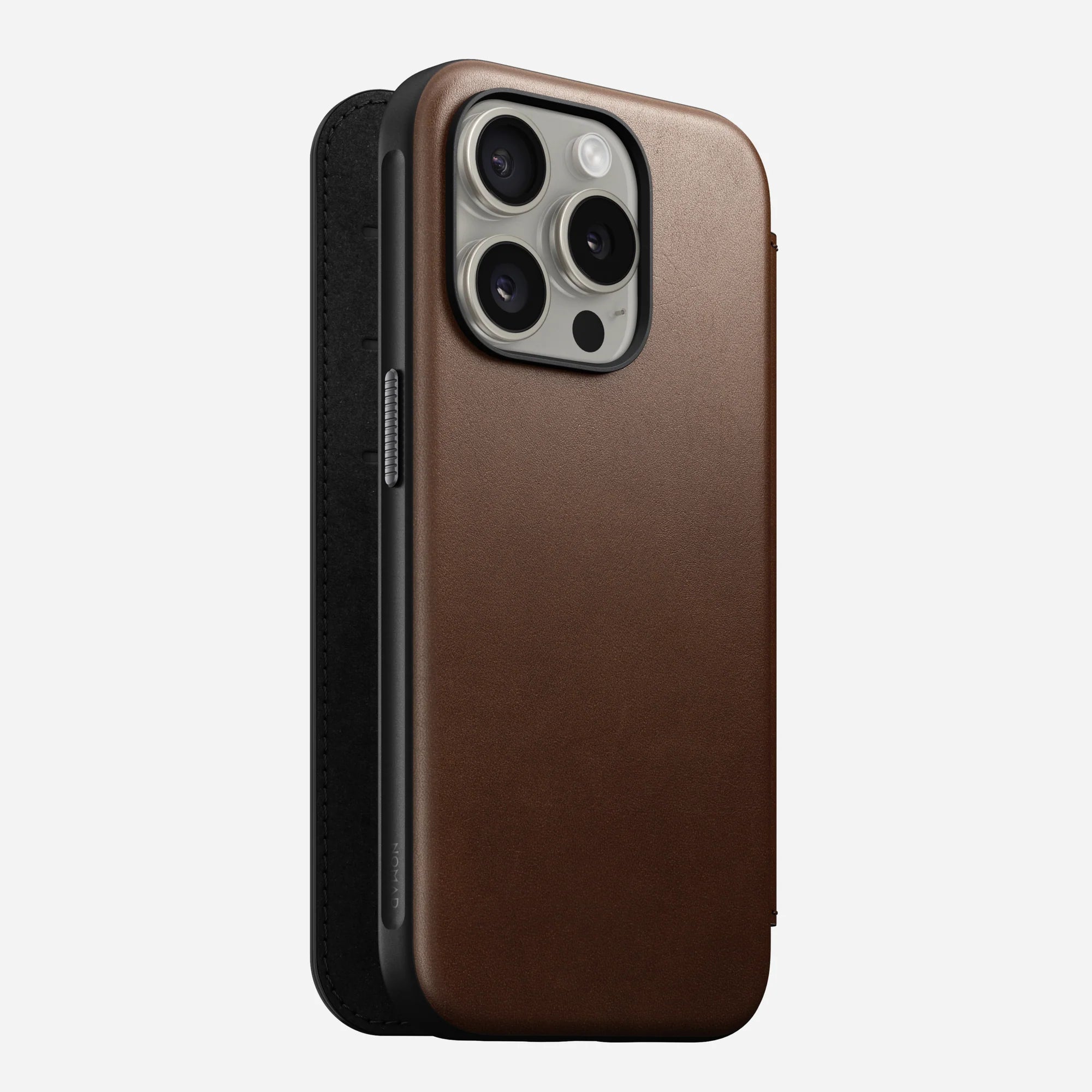 Nomad Modern Leather Folio for iPhone 15 Pro - Brown