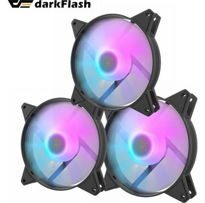 DarkFlash C6MS Aurora Spectrum 120mm Case Fan 3 Packs Addressable RGB Motherboard SYNC 5V ARGB Computer Cooling PC Case Fans For Computer Case
