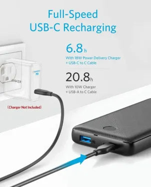 Anker Power Core Essential 20000mAh PD (A1287H11) – Black Anker Power Core Essential 20000mAh PD (A1287H11) – Black