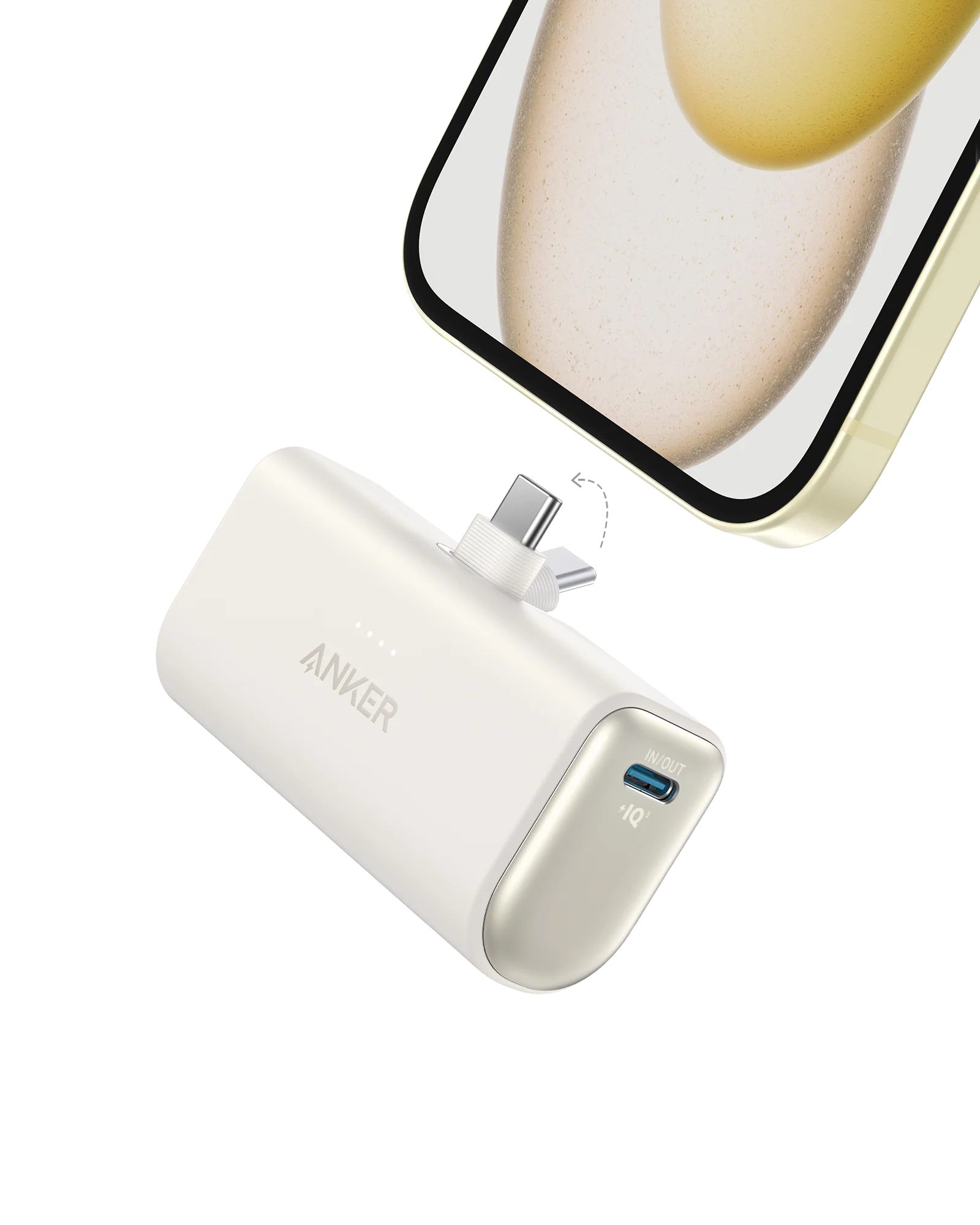 Anker Nano Power Bank 22.5W Built-In USB-C Connector - White