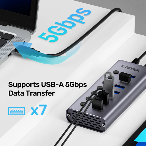 Unitek USB-C Hub 7xUSB-A Power Switch Unitek USB-C Hub 7xUSB-A Power Switch