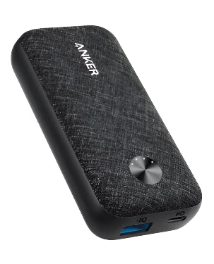 Anker PowerCore Metro 10000mAh Power Bank in black fabric – Slim, portable charger in Qatar.