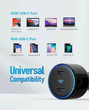 Anker A2725H11 Power Drive + III Duo 48W Car Charger With 2 USB-C Power IQ 3.0 Ports – Black Anker A2725H11 Power Drive + III Duo 48W Car Charger With 2 USB-C Power IQ 3.0 Ports – Black