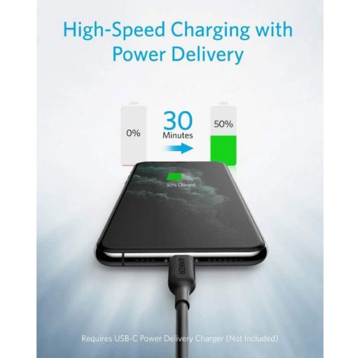 Anker PowerLine III USB-C to Lightning Cable (0.9m/3ft) – Black Anker PowerLine III USB-C to Lightning Cable (0.9m/3ft) – Black