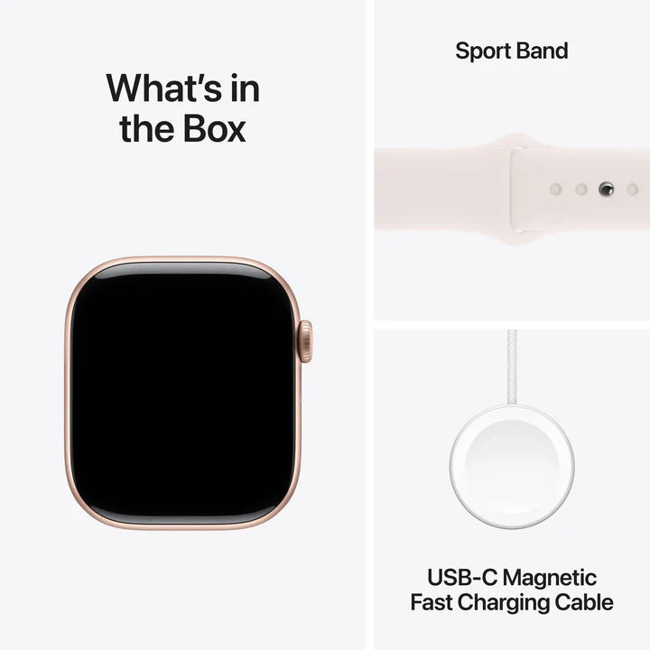 Apple Watch Series 10 GPS, 42mm Rose Gold Aluminium Case with Light Blush Sport Band(MWWH3QA/A)- S/M