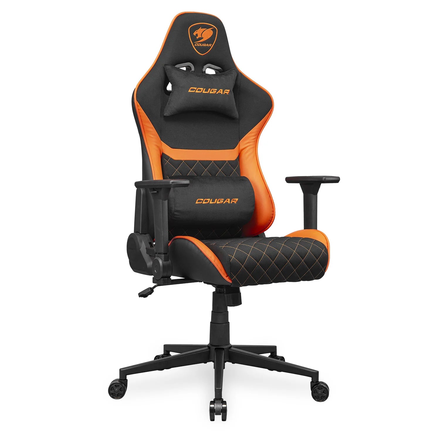 COUGAR ARMOR ONE V2 F Gaming Chair in Black & Orange with woven fabric surface – ergonomic gaming chair available in Qatar