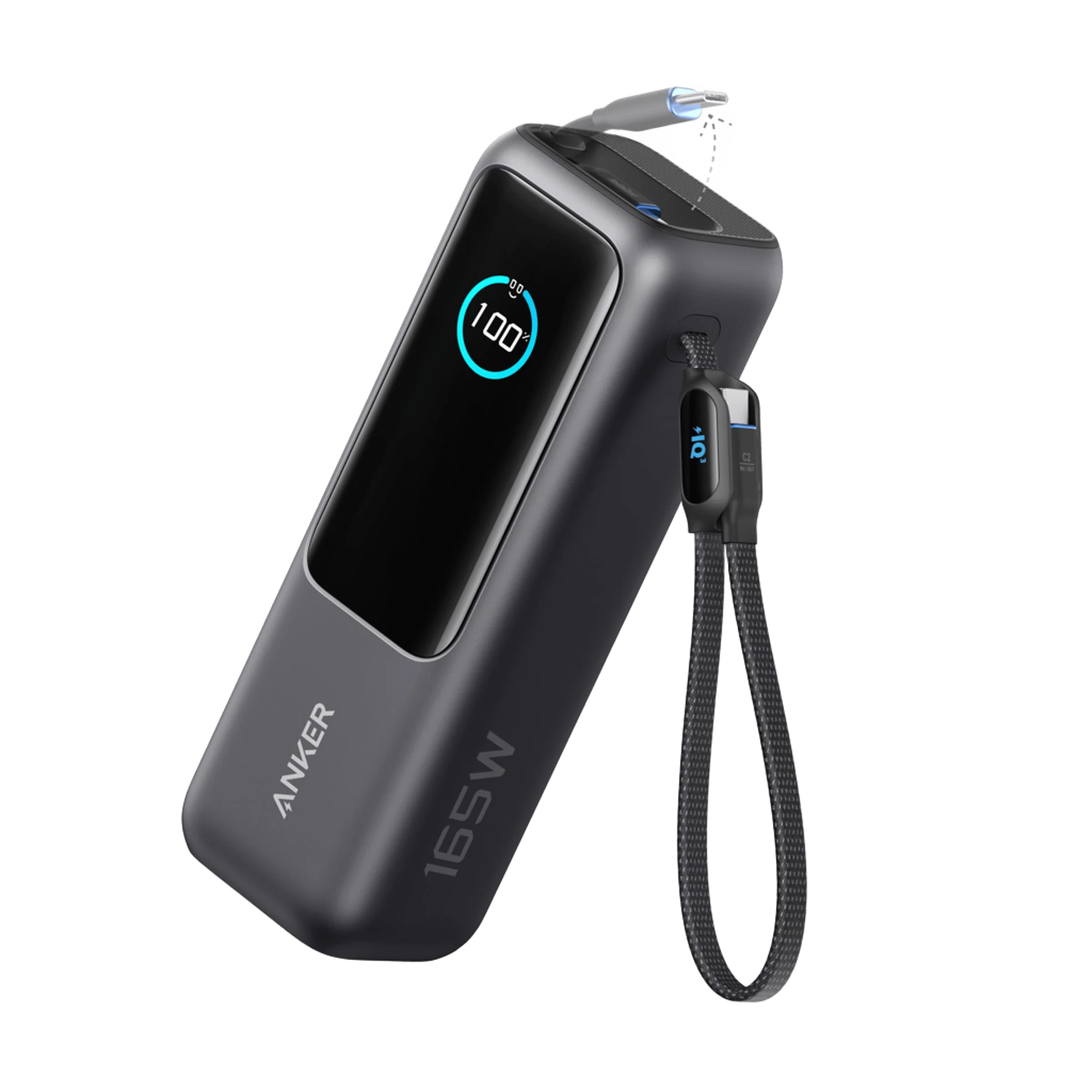 Anker Power Bank 25,000 mAh 165W Built-in and Retractable Cables – Black