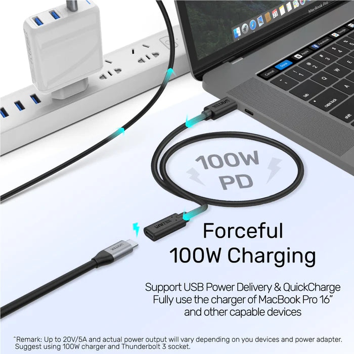 Unitek Full-Featured USB-C Extension Cable with 4K@60Hz, 100W Power Delivery and 10Gbps Data