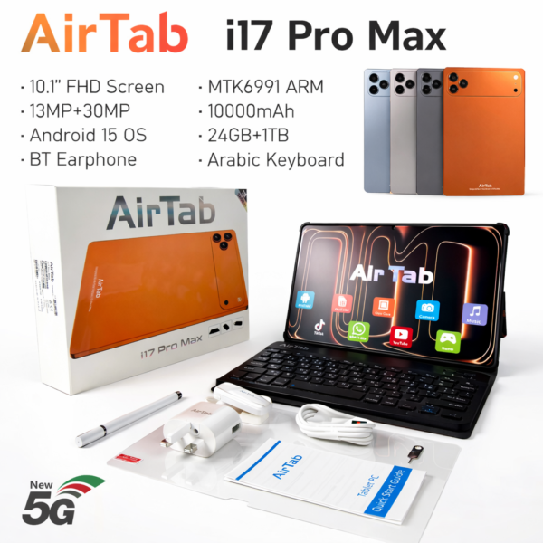 Air Tab 17 Pro Max Android Smartphone 1TB 24GB RAM Triple Camera - Orange