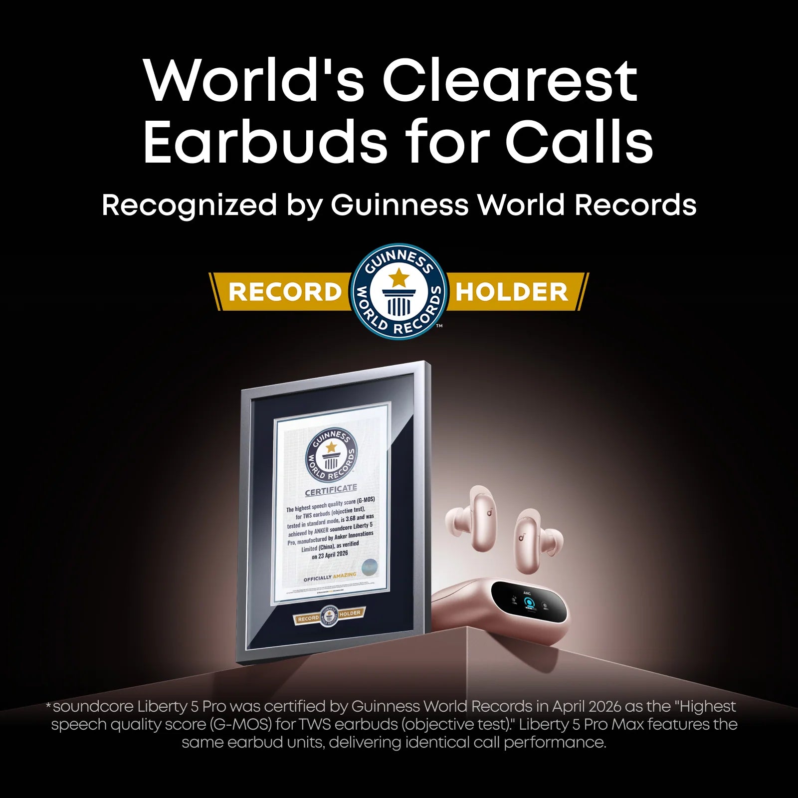Liberty 5 Pro Noise Cancelling Earbuds for Clear Calls - Rose Gold
