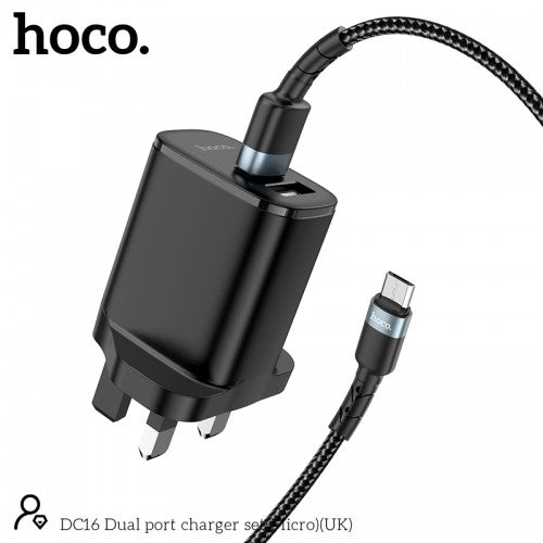 Hoco DC16 Dual Port Charger Set (Micro)