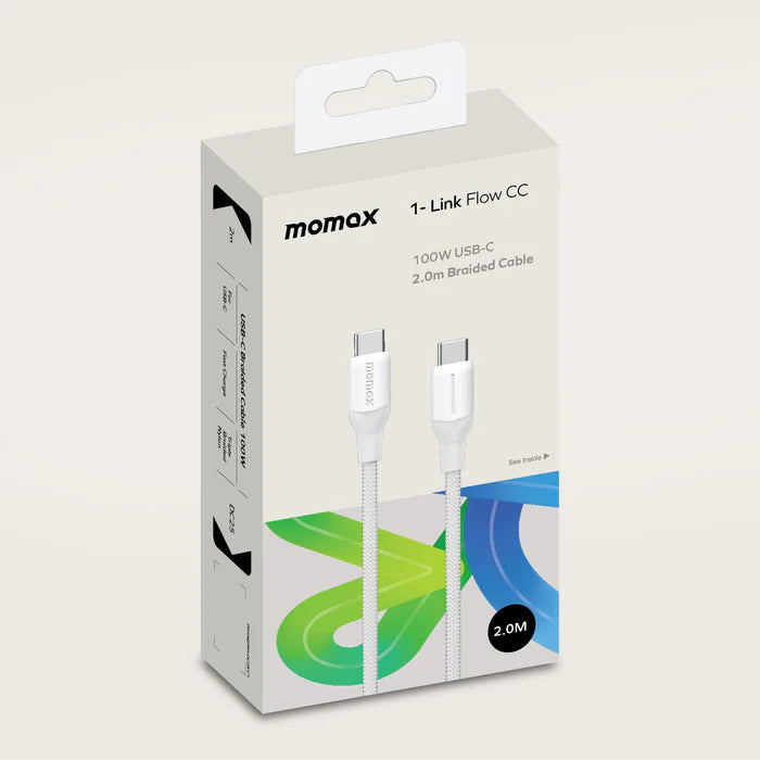 Momax 1-Link Flow USB-C to USB C Braided Cable 100W 2m Momax 1-Link Flow USB-C to USB C Braided Cable 100W 2m