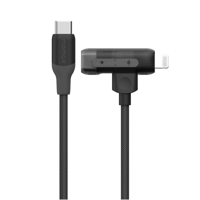 Momax 1-Link Flow Duo 2-in-1 USB-C To USB-C + Lightning Cable 1.5m - Black