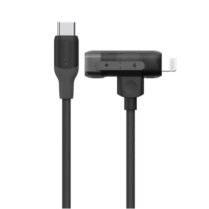 Momax 1-Link Flow Duo 2-in-1 USB-C To USB-C + Lightning Cable 1.5m - Black