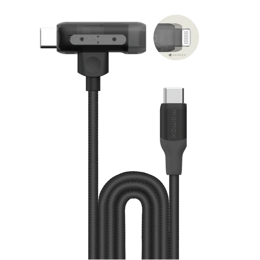 Momax 1-Link Flow Duo 2-in-1 USB-C To USB-C + Lightning Cable 1.5m - Black