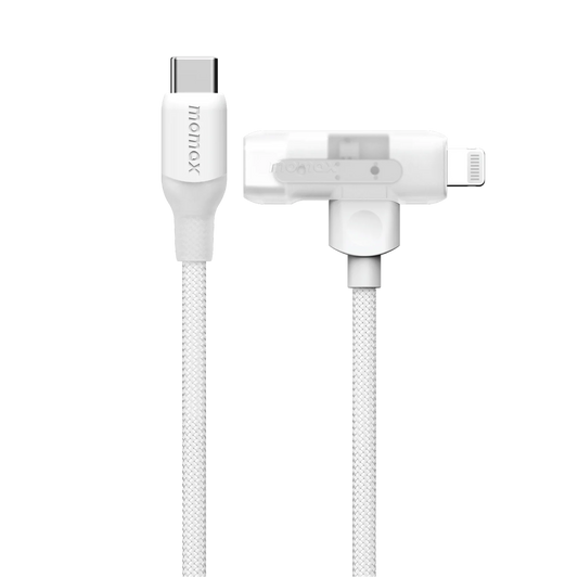 Momax 1-Link Flow Duo 2-in-1 USB-C To USB-C + Lightning Cable 1.5m white