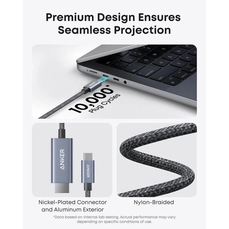 Anker Nano USB-C to HDMI Cable 3ft 4K Braided (A87E0H11)