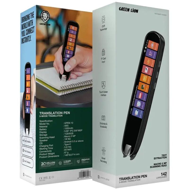 Green Lion 3 Mode Translation Pen 142 Languages - Black